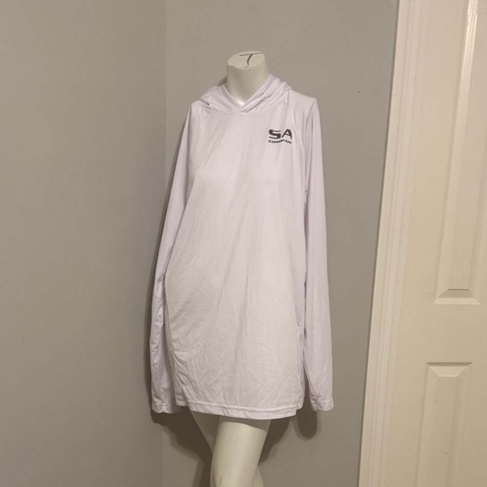 SA company White Hooded Mens 2xl performance Long Sleeve , Dri weeve spf 50.